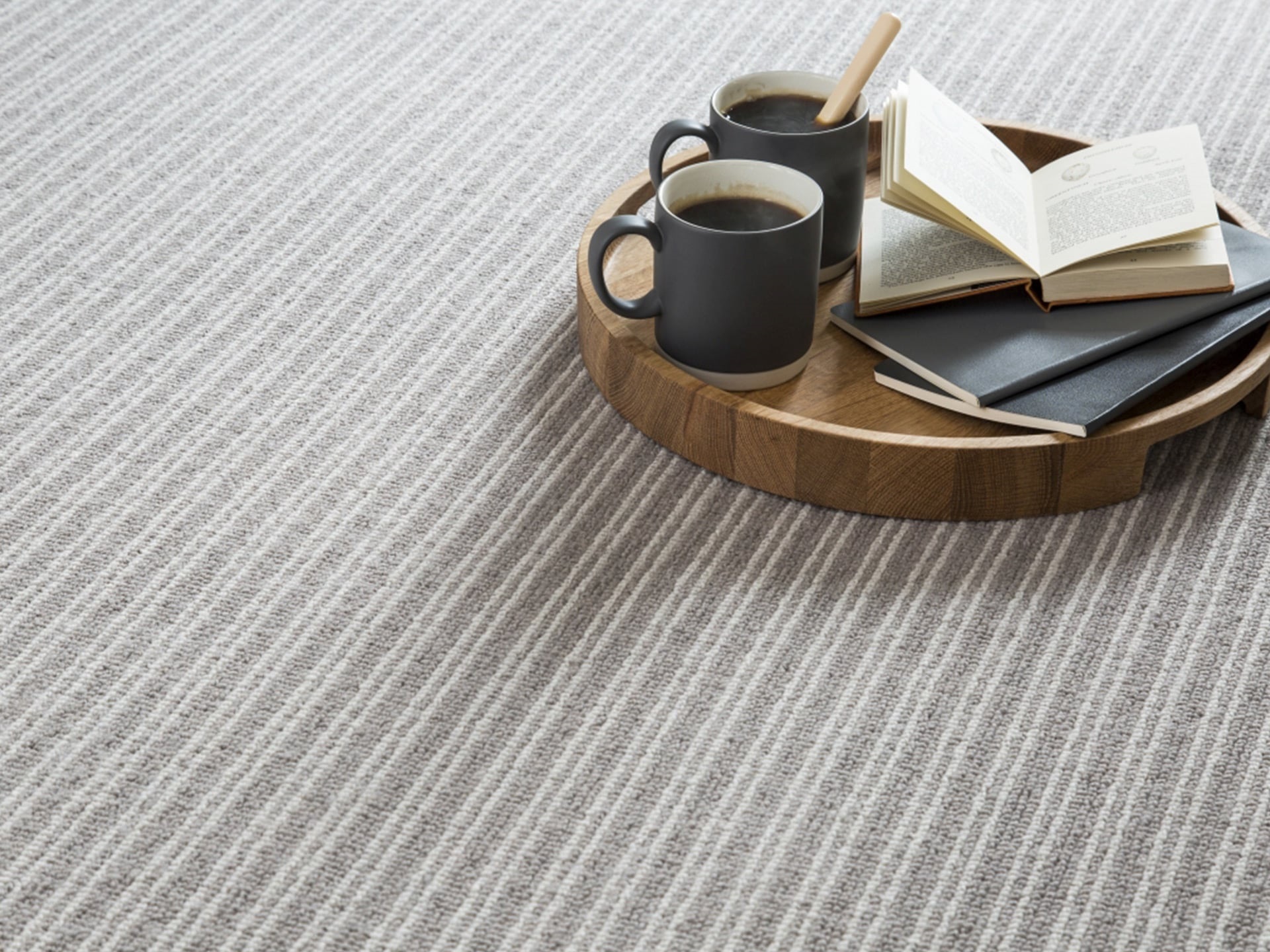 New Carpet and Tray of Coffee Mugs